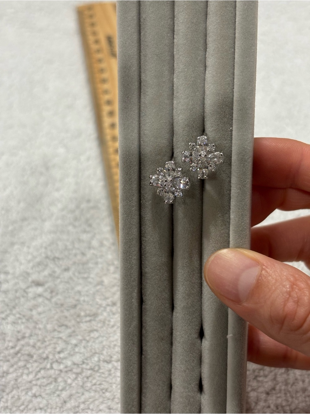 Classic Silver Crystal Square Cross Earrings